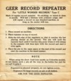 Geer Record Repeater instructions