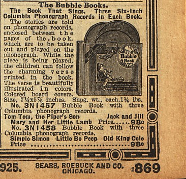 Sears catalogue #137 - 1918, Bubble Books